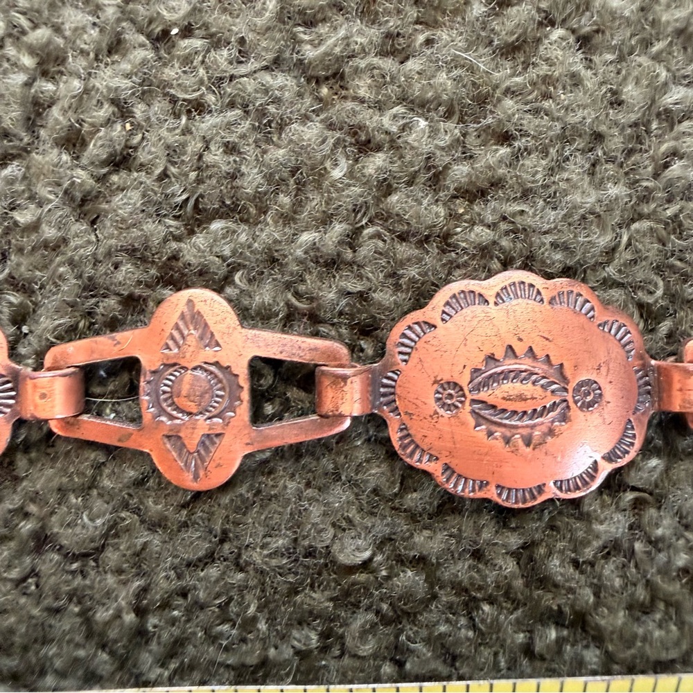 Vintage Navajo Copper Concho Belt Southwestern 32… - image 6